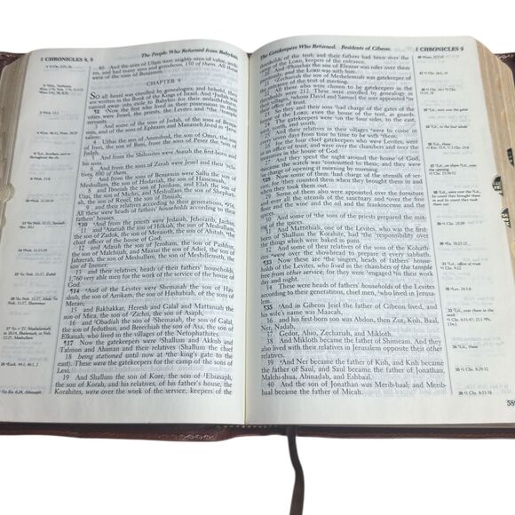 NASB Bible Side-Column Reference Red Letter Indexed Tabs Holman Leather Brown - Picture 7 of 9